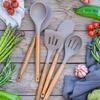 Non Stick Silicone Spatula Spoon Laddle Utensil Set for Kitchen Cookware Tool Set, 5 Pcs (Grey)
