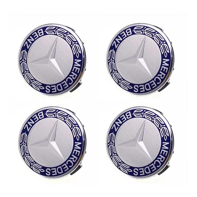 For Mercedes Benz 4PCS 75mm Metal Emblem Car Wheel Center Hub Cap Cover Badge For Mercedes Benz AMG GLK GLE GLC W203 W206 W220 W