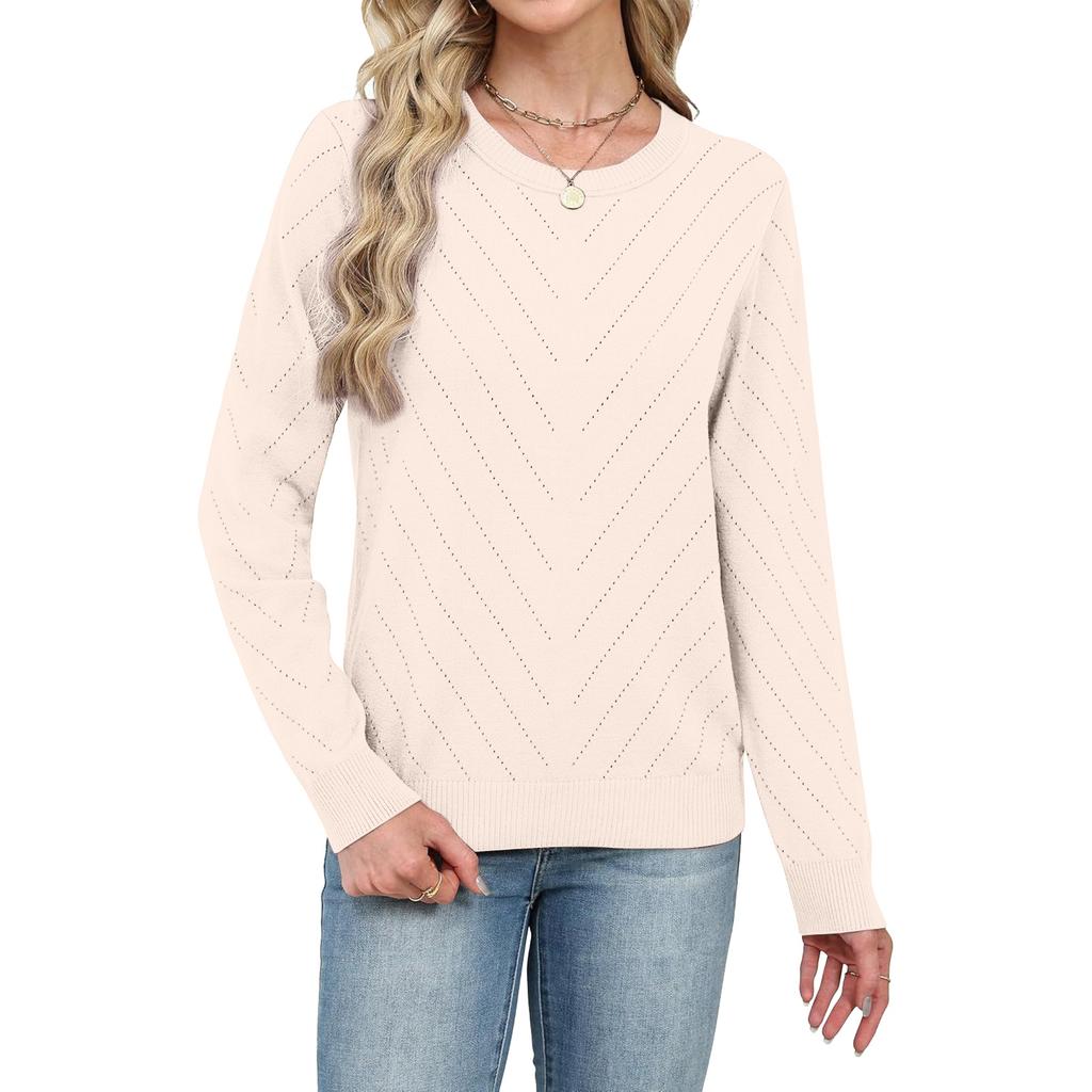 Женский модный повседневный свободный удобный модный пуловер с круглым вырезом и длинным рукавом, прилегающий вязаный свитер, женский свитер