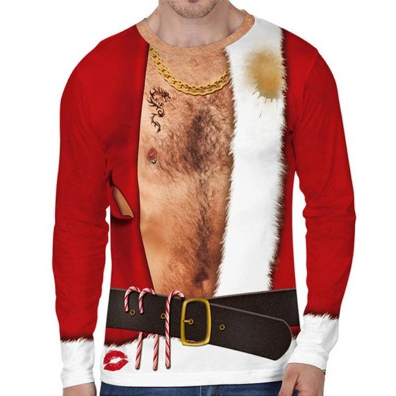 3D Print Christmas Funny Ugly Long Sleeve Tshirt For Men Women Novelty Casual Oversized Tee Shirts Top Clothes