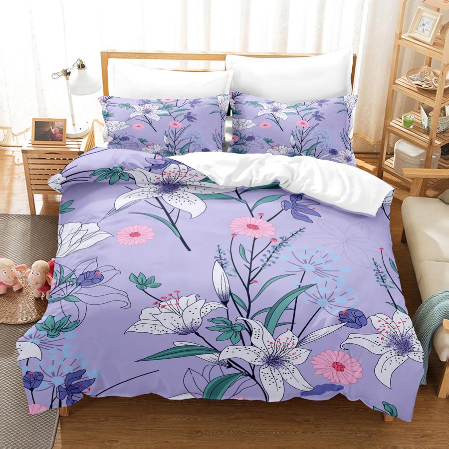 Пододеяльник с синим цветком размера Queen с наволочкой на молнии 3D комплект постельного белья с цветочным рисунком 3 шт. 2 шт. Полный комплект постельного белья King Twin Single Double Bed Thin