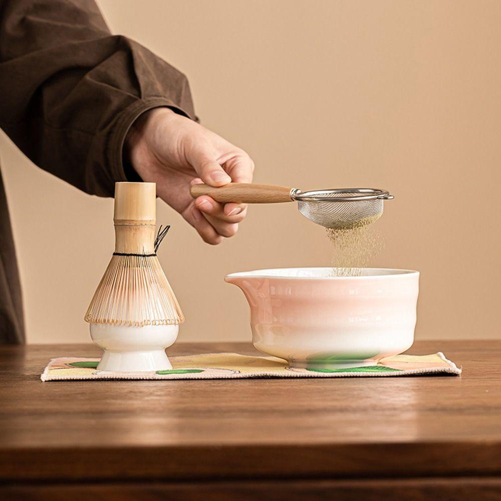 4PCS Food Grade Japanese Matcha Tea Set Bamboo Ceramic Japanese Chasen Matcha Whisk Stirring
