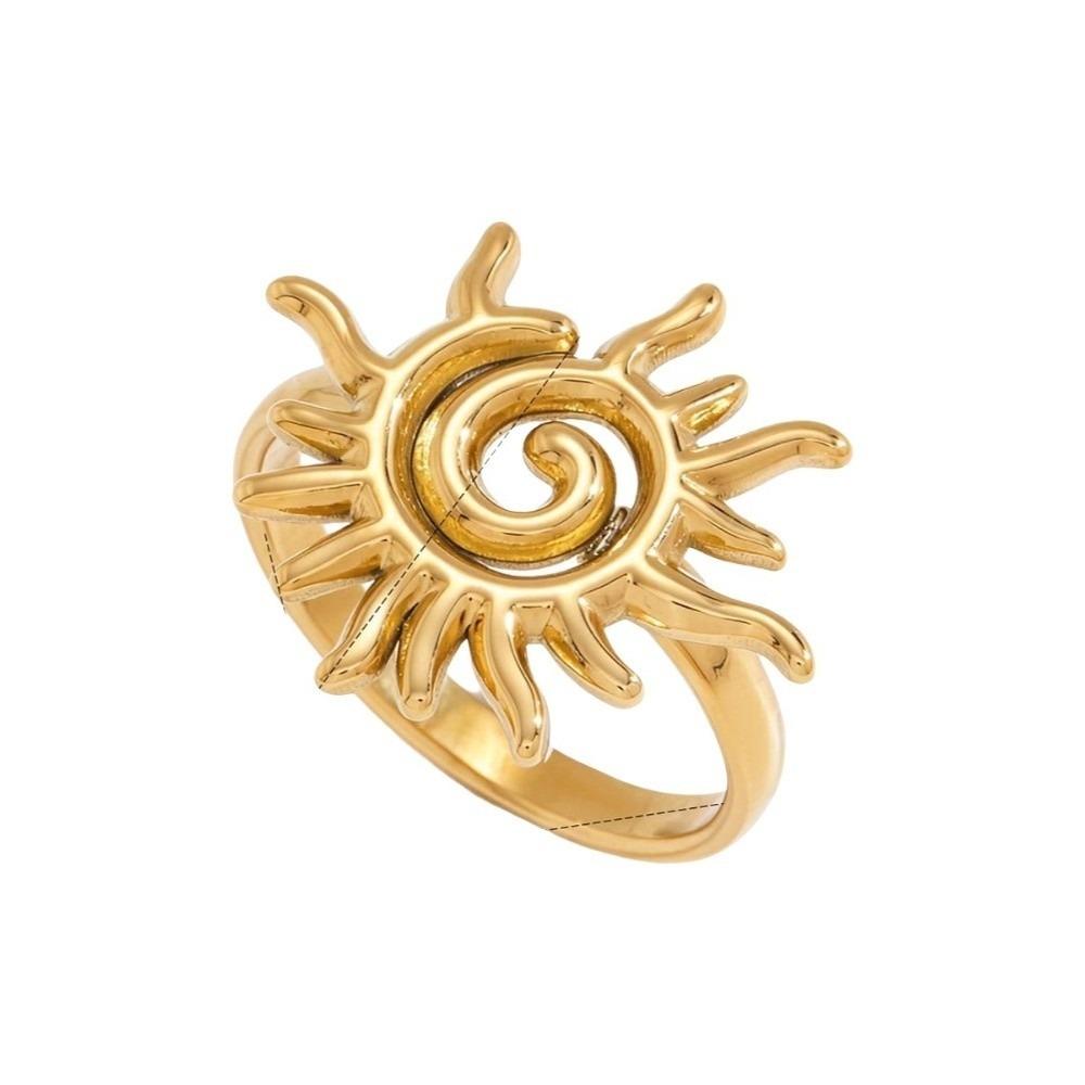 Metal Smooth Sun Ring Spiral Hand Ornament Classic Finger Rings  Women