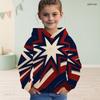 Girls Long Sleeve Hoodie Firework Printed Red Navy Gold Casual Pullover