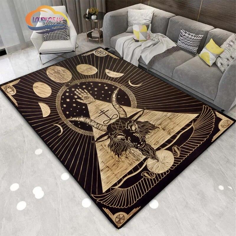 Demon Goat Baphomet carpet-Satanic Skull Inverted Pentagram Area Rug-Gothic Satanic Rug-Living Room Bedroom Decorative Floor Mat