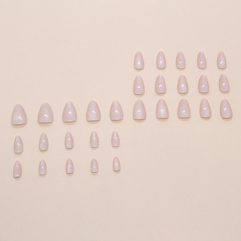 30 шт. Глиттер Кошачий глаз Накладные ногти Миндаль Накладной ноготь Полное покрытие Клей на ноготь Акриловый Искусственный ноготь Наклейки для ногтей