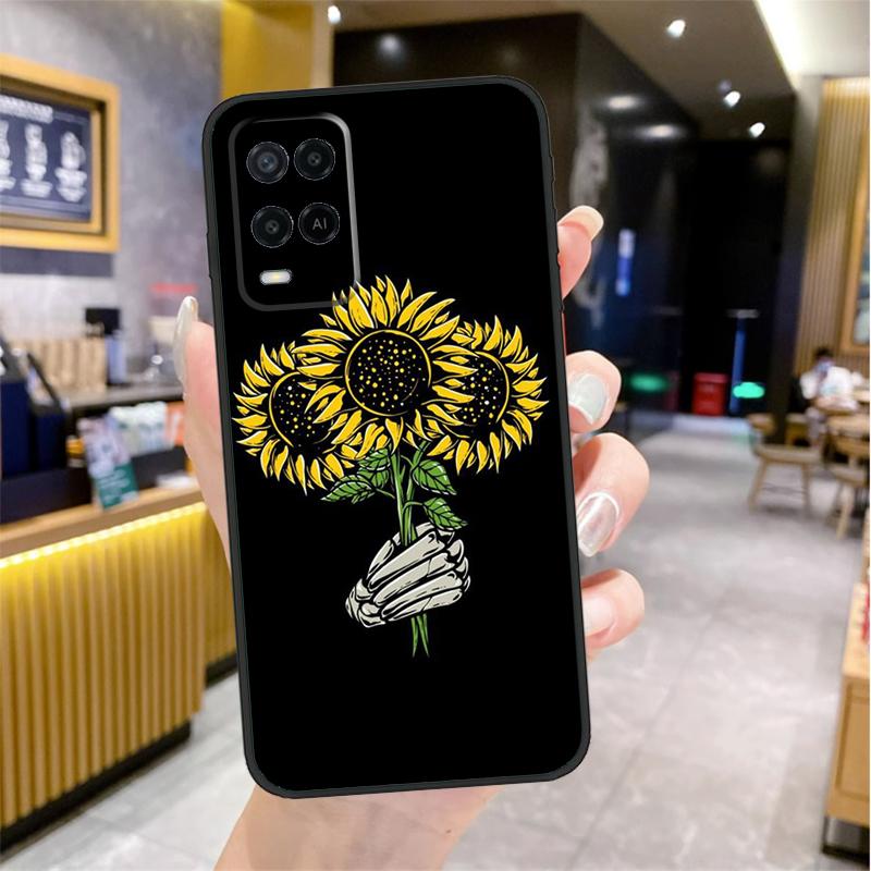 Красивый желтый чехол-подсолнух для OPPO A53 A31 A5 A9 A96 A76 A16 A54 A74 A94 A52 A72 A92 A93 A15 A57 A77 A17