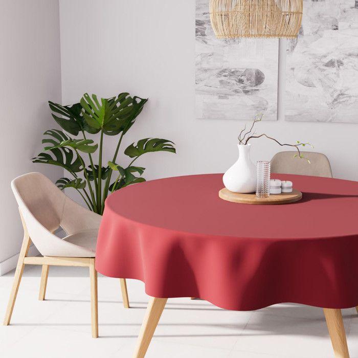 Round Anti-stain Tablecloth 180 Cm ALIX Red