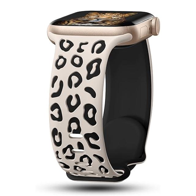 Ремешки с гравировкой леопарда для Apple Watch Band 45 мм 44 мм 49 мм 41 мм 46 40 мм Correa Bracelet Iwatch Series 10 9 8 7 SE 6 5 3 Ultra 2