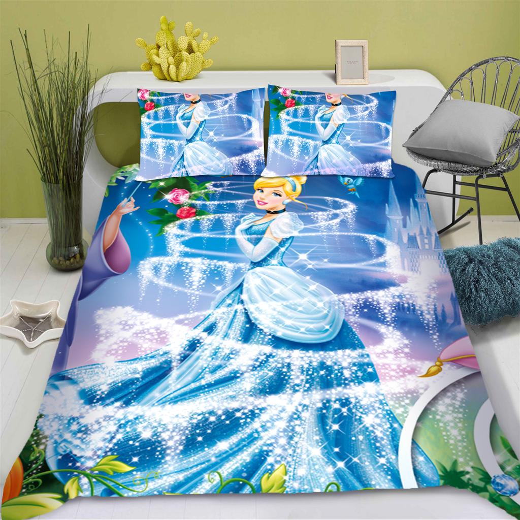 Серия "Принцессы" Комплект пододеяльника с принтом Постельное белье 3D Детский комплект постельного белья Милый принтованный мультяшный пододеяльник Аниме Дом