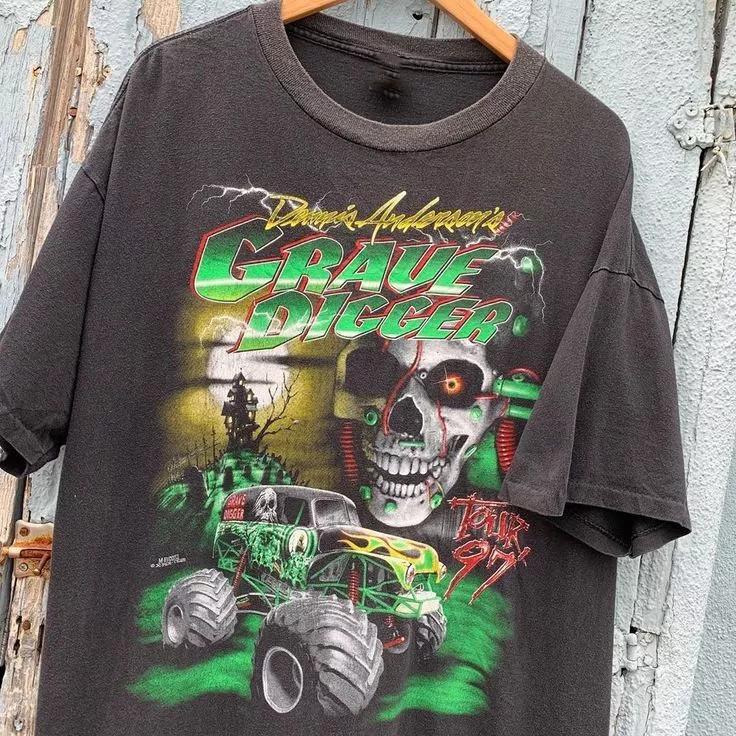 Grave Digger Monster Truck Cotton Black T-shirt Unisex S-5XL BM715