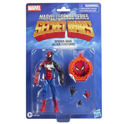 Hasbro Marvel Legends Series Человек-паук (Костюм инопланетянина), Ретро Коллекционная фигурка Marvel Comics Secret Wars, 6 дюймов, с щитом G2419 (аутентичный