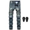 LOKIPONG Denim Motorcycle Pants with Knee Rider Skinny Long Chinos for and Size 30 Men's Protectors, Straight-Fit Pants, Pants, Spring, Summer, Fall,