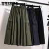 Длинные юбки больших размеров, плиссированная юбка-миди, летняя женская пляжная эластичная талия, элегантные повседневные юбки, женская осенняя плиссированная юбка