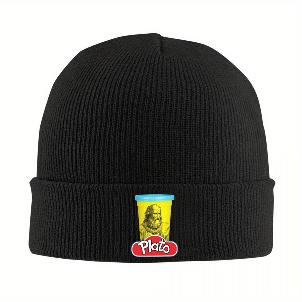 Plato Play Doh Philosophy Pun Warm Knitted Cap Fashion Bonnet Hat Autumn Winter Outdoor Beanies Hats for Unisex Adult