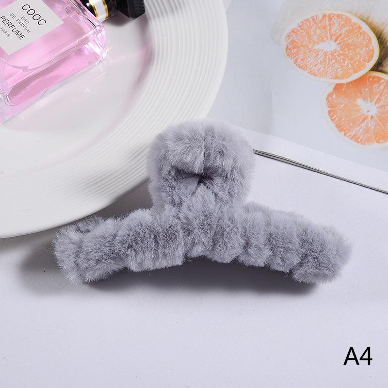 Женский коготь для волос, плюшевый зажим, милый корейский осенне-зимний однотонный, элегантный, акриловый, пушистый