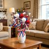 Independence Day Colorful Balls And Branches, Red White Blue Floral Poles, Reusable Plastic Foam Spheres, Vase Cake Decoration, Patriotic Party Decor