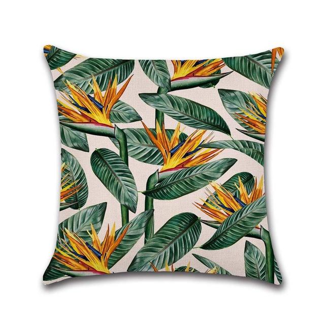 Tropical Plant Cushion Cover Green Leaves Decorative Pillowcase For Sofa Linen Throw Pillow Case Funda De Almohada Poszewka