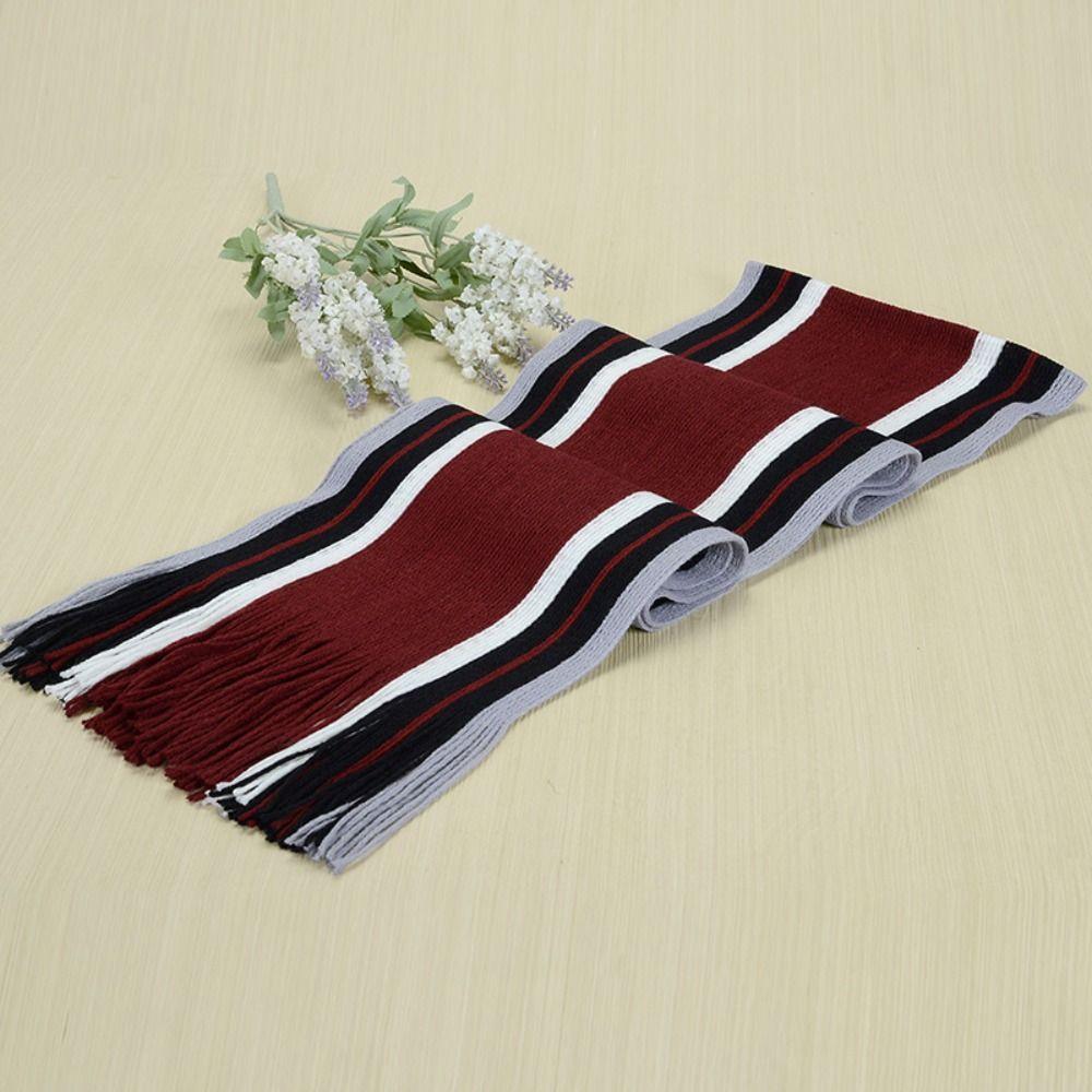 Neck Warm Men Striped Scarf Thick Neck Wrap Casual Winter Long Shawl