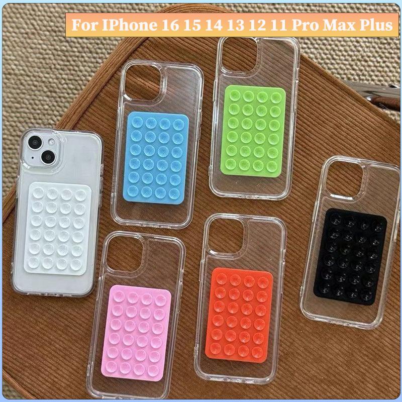 Чехол для iPhone 17 Air 16 15 14 Pro Max Plus 16E 11 12 13 Pro XR X XS 3D Присоска Подушка безопасности Прозрачный Ударопрочный Чехол