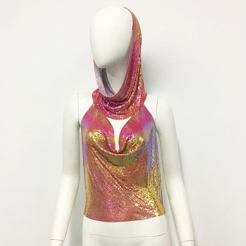 Трендовый летний женский худи-жилет на металлических бретелях в европейском и американском стиле – Сексуальный топ-слинг для горячей девушки