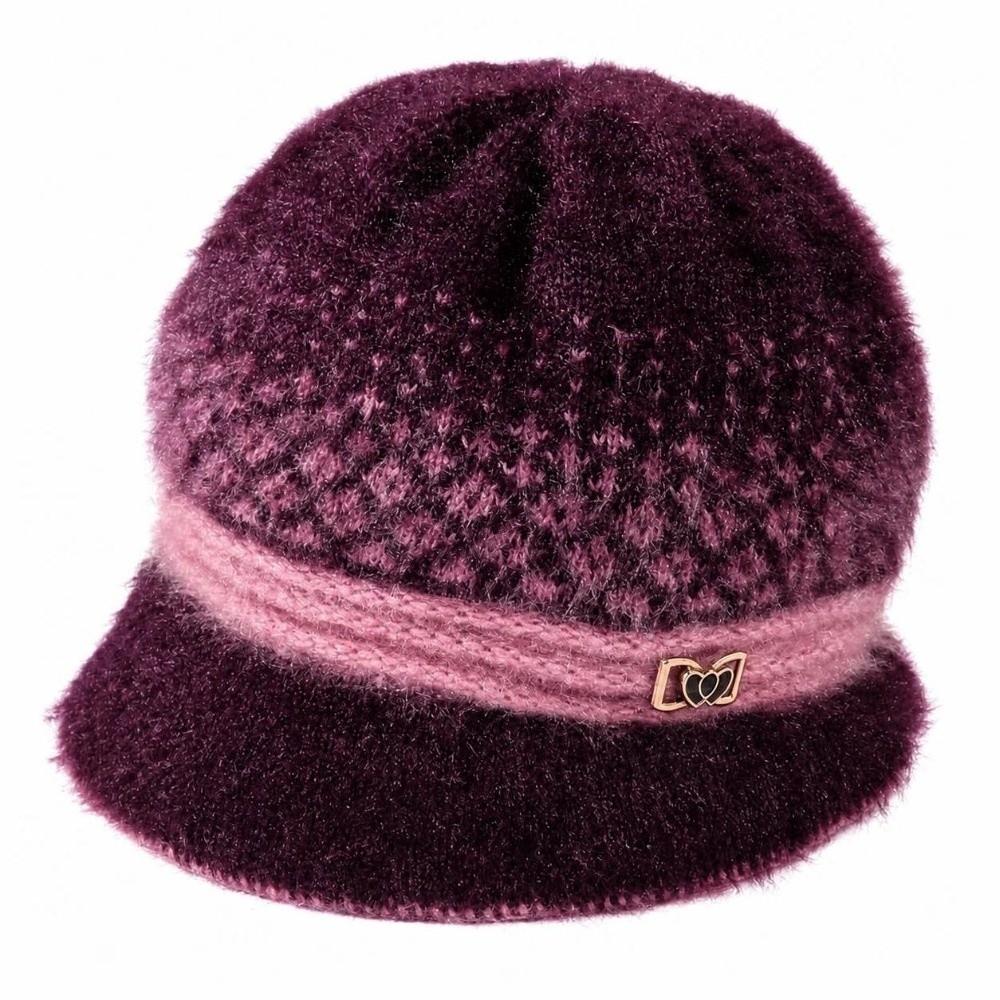 Cold Resistant Fleece Knitted Hat Bow Basin Cap Fashion Winter Hat Middle-Aged Women