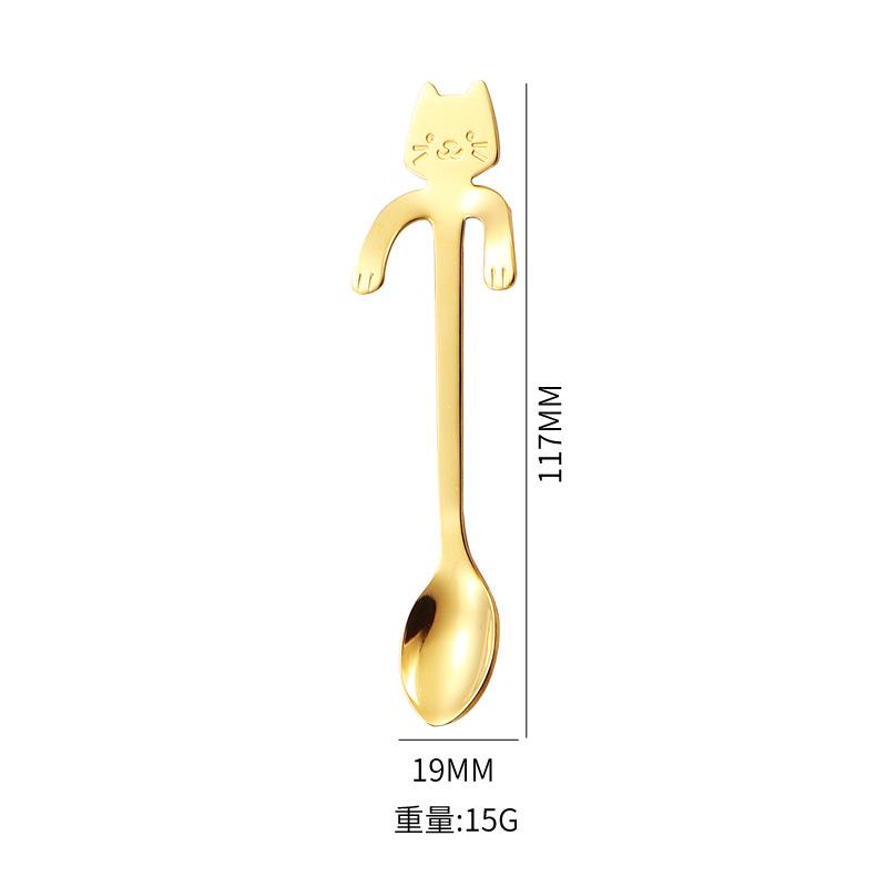 1/2pcs Cute Cat Shape Stainless Steel Teaspoon Set In Silver and Gold - Perfect for Coffee, Tea, and Desserts