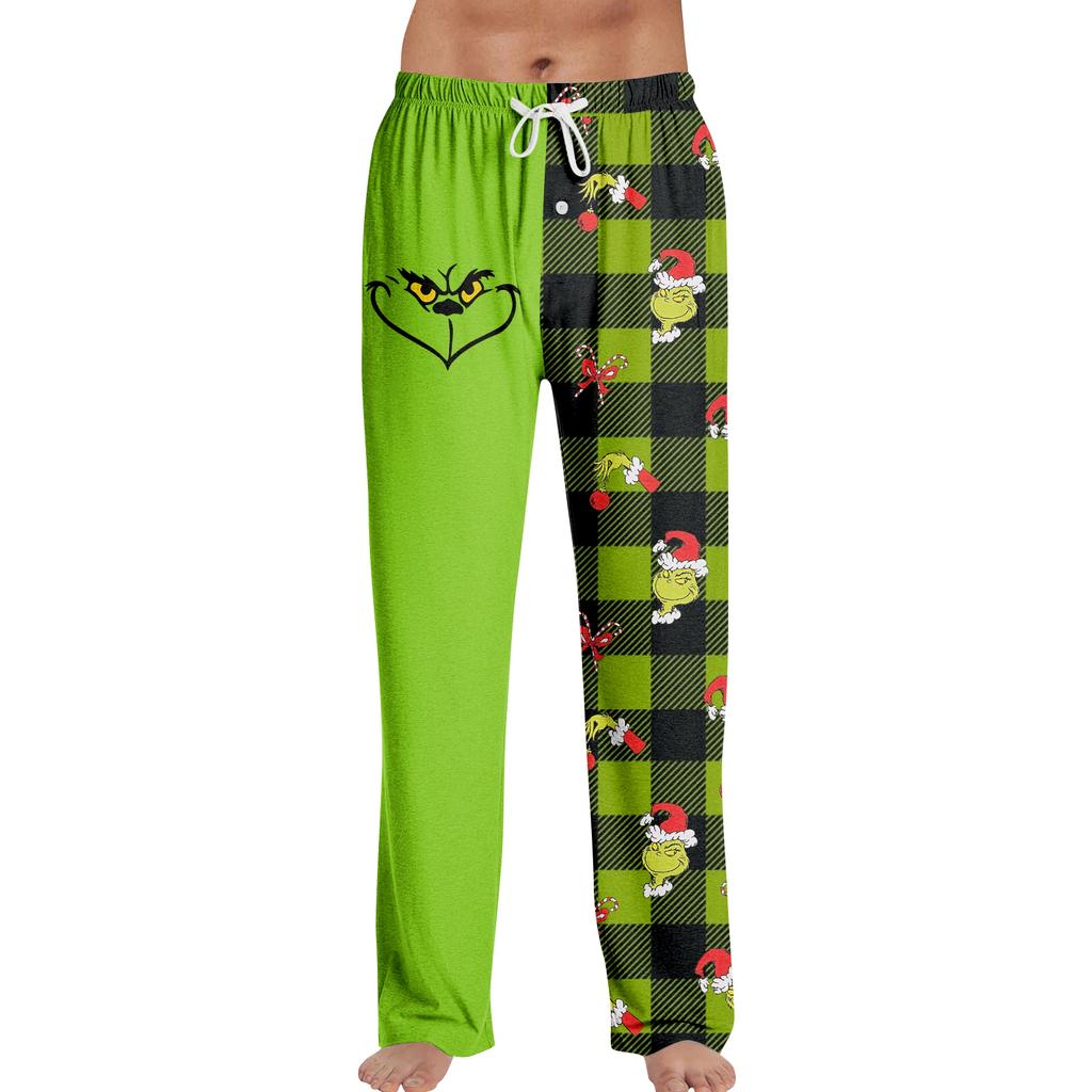 Мужские модные свободные повседневные брюки с принтом для Рождества и фестивалей, домашние пижамные брюки