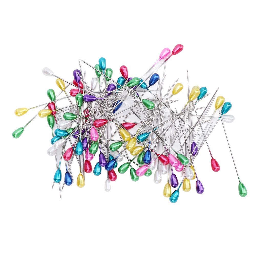 400pcs Teardrop Colored Pearl Head Corsage Pins Straight Sewing Pins For Flower Decorations