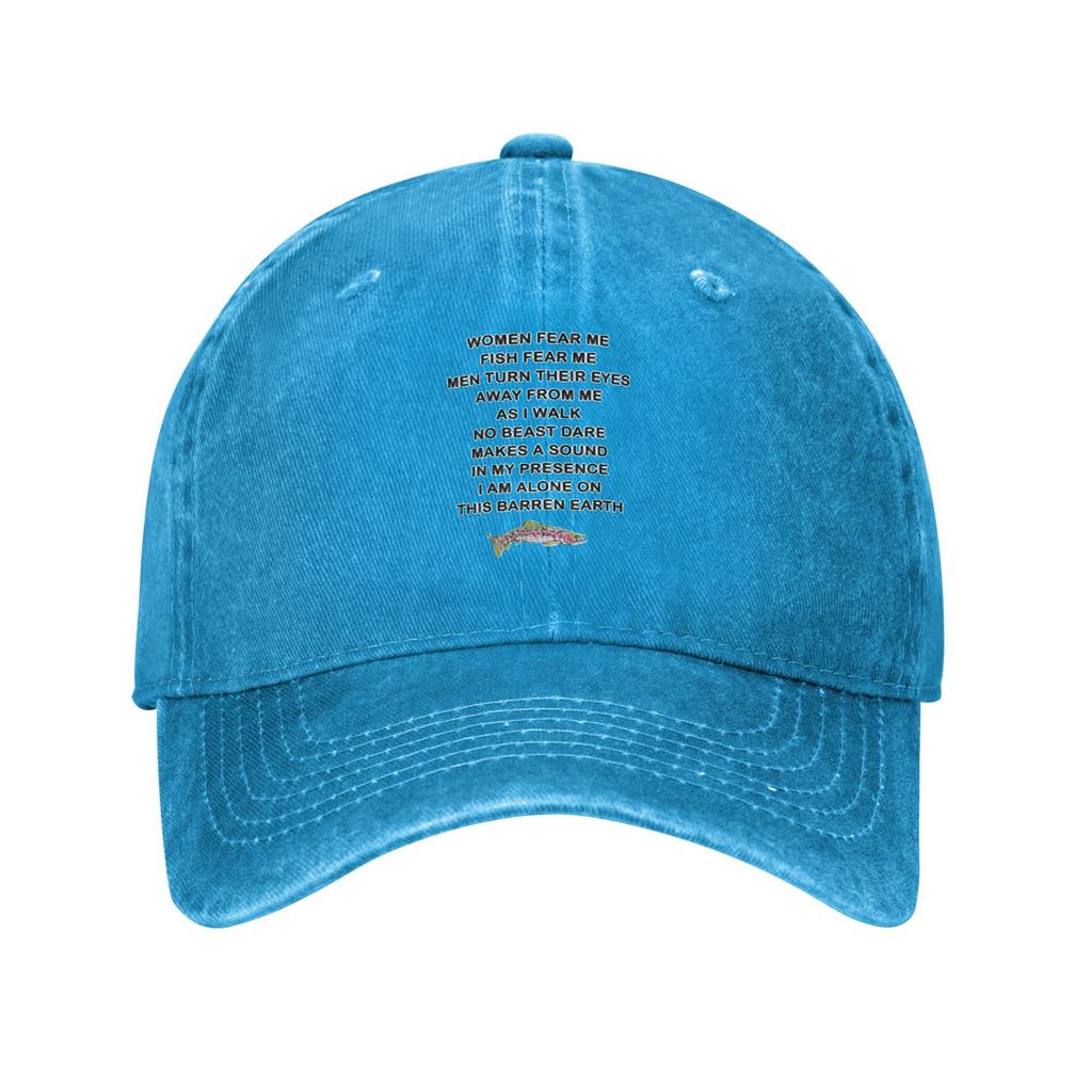 Women Want Me Fish Fear Me Meme Harajuku Style Baseball cap Portable Couples Denim Outdoor Hat