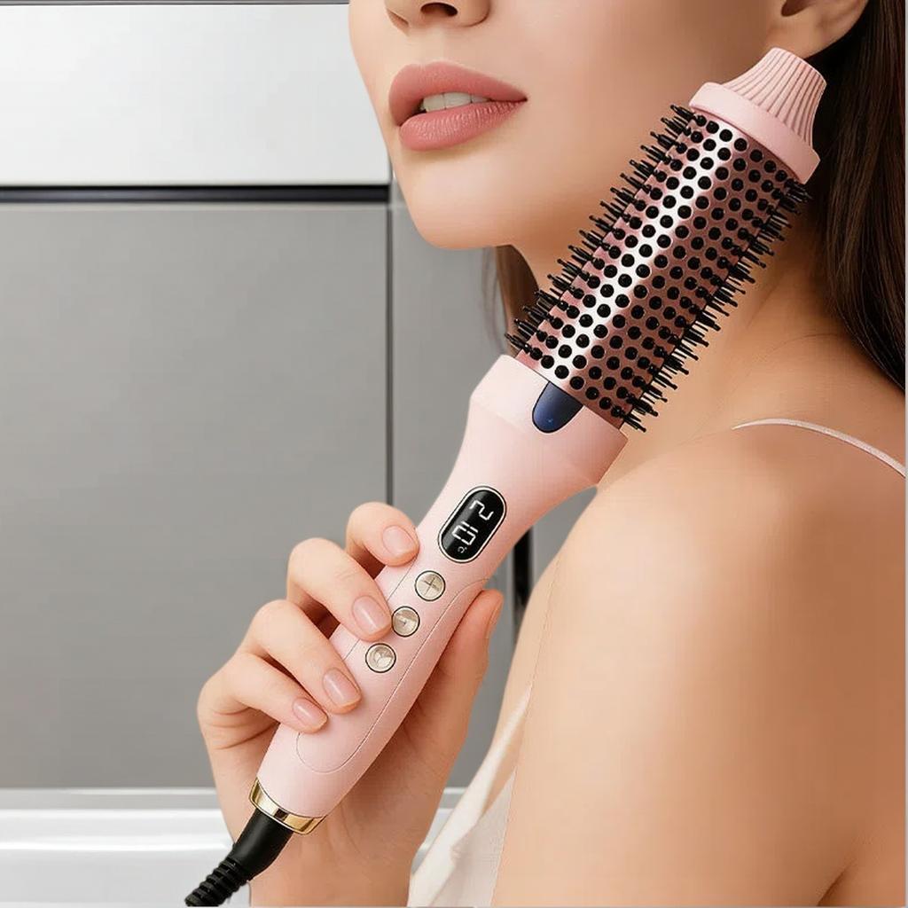 Factory Price 3 in 1 New Trending Thermal Heated Hot Round Brush Hair Curling Iron Straightener Brush for Home Salon Use