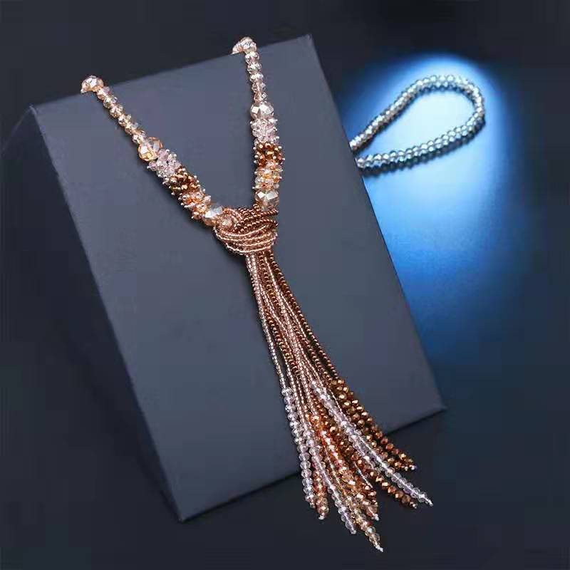JMXD-jewelry, Женская длинная цепочка-свитер с бахромой, украшенная бусинами из австрийского хрусталя