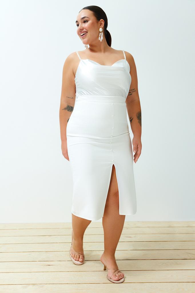 Женская модная темно-синяя джинсовая юбка макси большого размера с разрезом