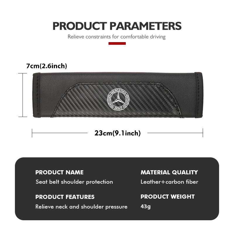 AABGW1 For Benz 1/2PCS Leather Car Seat Safety Belt Adjustable Soft Protector Shoulder Strap Pad Exclusive AMG SPRINTER V CLASS VIANO