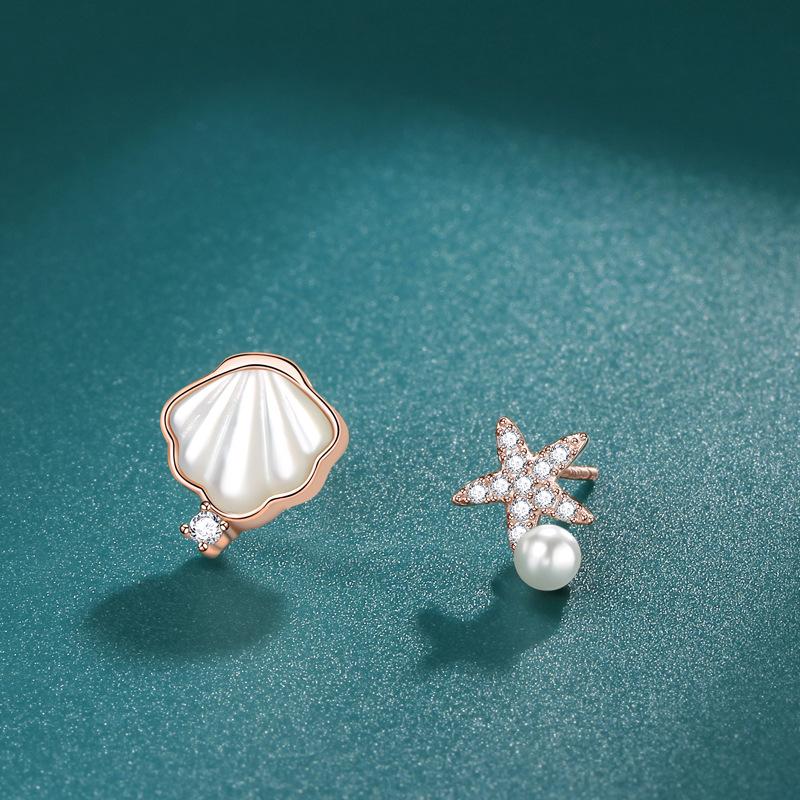 Новые серьги-гвоздики в виде ракушки-звезды, женская корейская версия простых модных темпераментных сережек, персонализированные бриллиантовые украшения для ушей