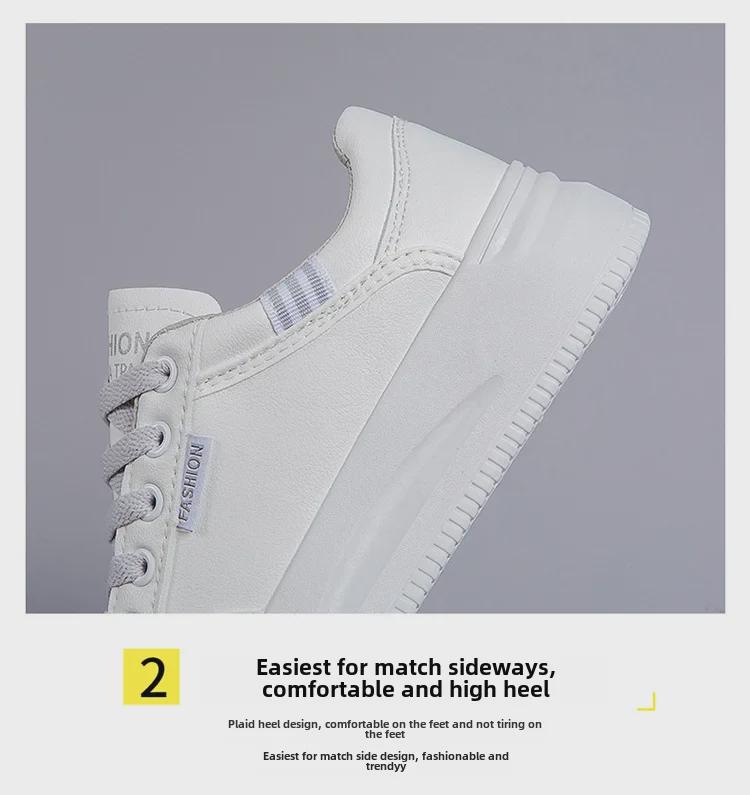Женские легкие белые кожаные спортивные повседневные туфли 2025 года с дышащей мягкой толстой подошвой для весны и осени