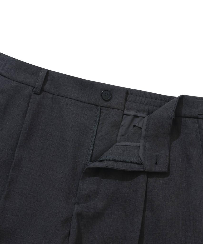 COVERNAT One-Pleat Semi-Wide Slacks Charcoal