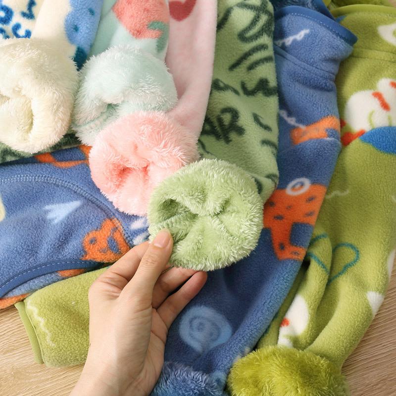 Осенне-зимнее детское пальто, плюшевое толстое пальто для мальчиков, теплая верхняя одежда с рисунком медведя для детей, мягкая флисовая куртка