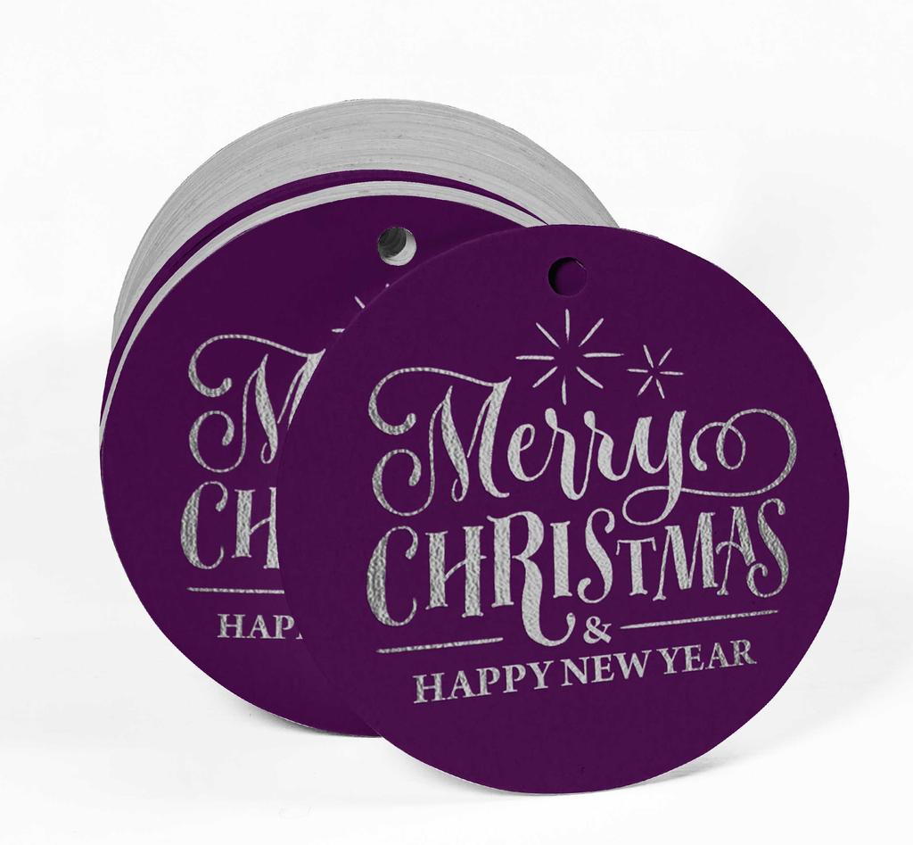 Inkdotpot Pack Of 100 Real Gold Foil Paper Tags Merry Christmas & Happy New Year Text Favor Hang