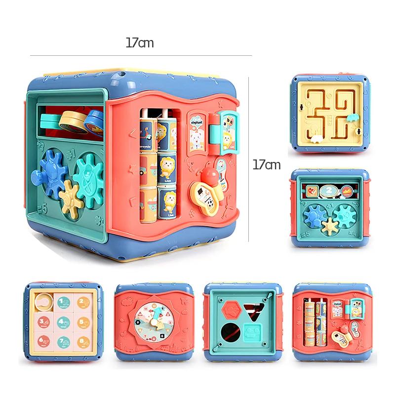 Non-Toxic Baby Toys Activity Cube Toddler Toys 7 In 1 Educational Shape Sorter Musical Toy Counting Discovery Piano Toys For Kids Learning