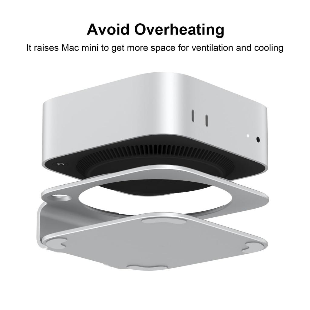 Алюминиевая подставка Qwiizlab для Mac Mini M4 M4 Pro Прочная и устойчивая 2024, Устойчивая к царапинам, Противоскользящая, Устойчивая к перегреву, (Серебряный)