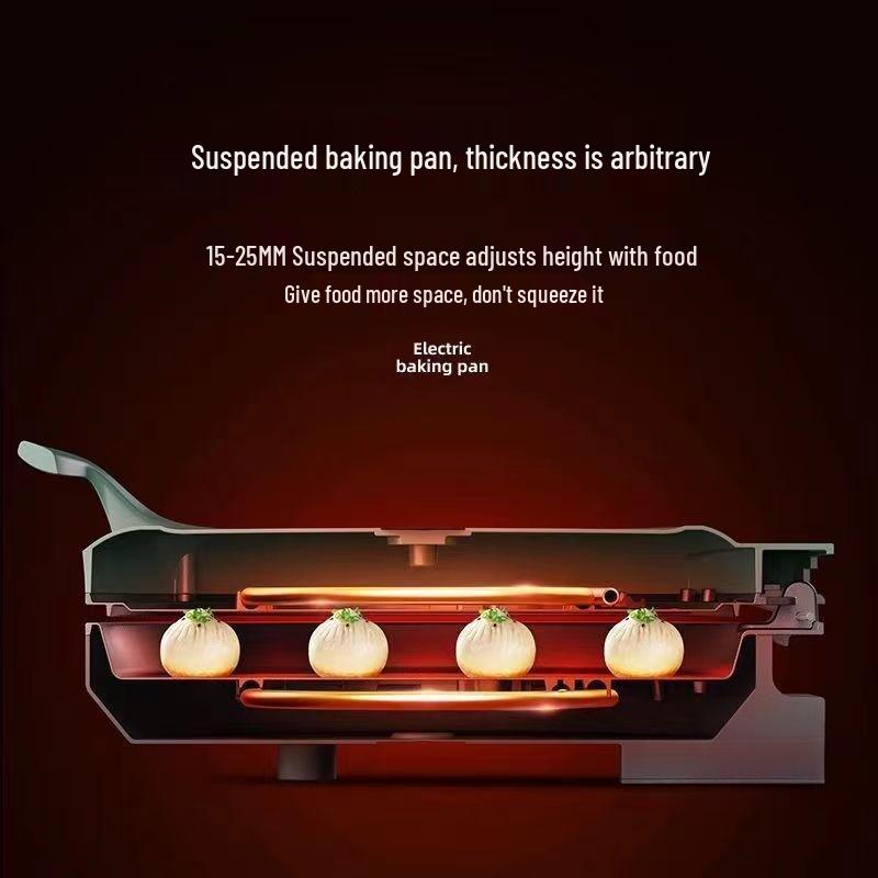 Non-Stick Double-Sided Electric Griddle: Enlarged Pancake & Crepe Maker, Stir-Fry, Baking, and Dumplings Cooker