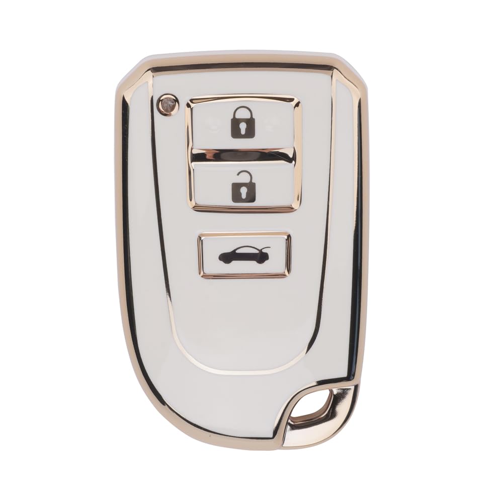 Kinotaka TPU 3-button smart key case for Toyota vehicles 200 series Hiace Regius Ace specially designed key cover fits perfectly (white (3 button