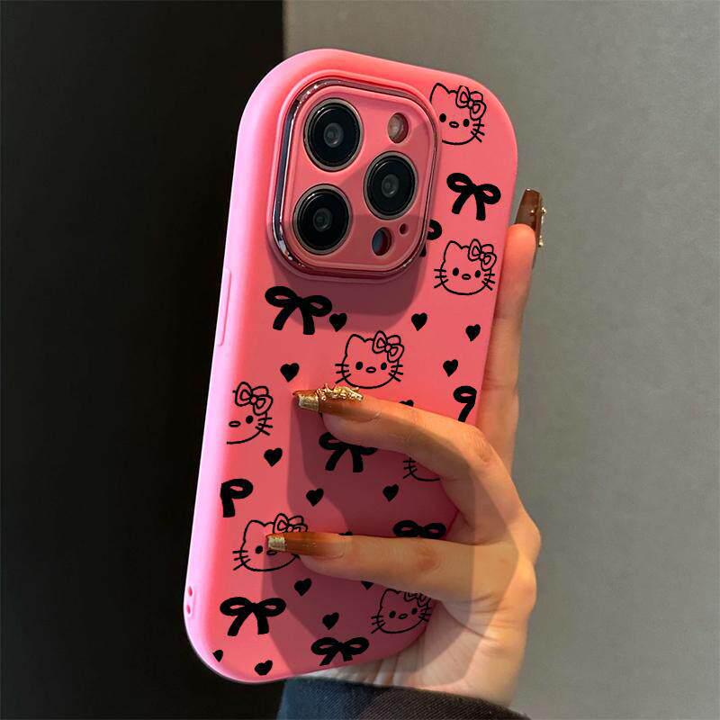 Металлический чехол для телефона с бантом и котенком для iPhone 13-17 Pro Max