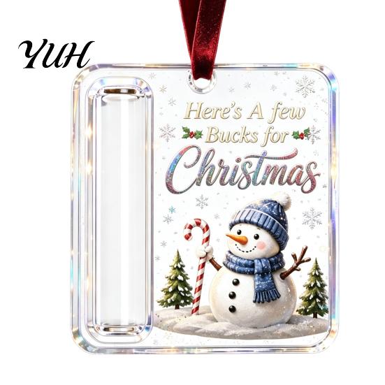 Christmas Cash Ornament with Lanyard Gift Ornament, Clear Acrylic Money Holder, Holiday Xmas Holder Tree Hanging Decoration, Funny Ways to for