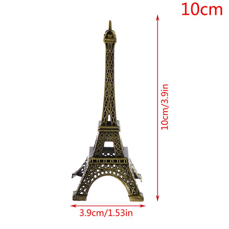 Retro Paris Eiffel Tower Model Home Desk Bronze Metal Statue Figurine Decor