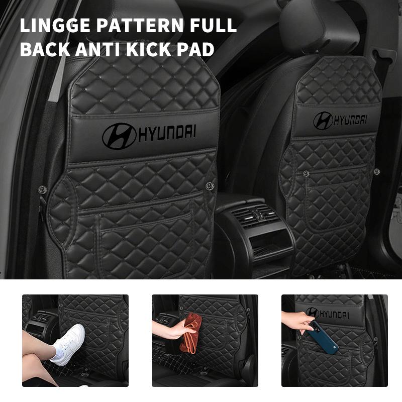 Car Anti Kicks Pad Storage Mat Leather Seat Back Protector Cover For Hyundai i30 i20 i10 i40 Tucson Kona Sonata Veloster Elantra u1