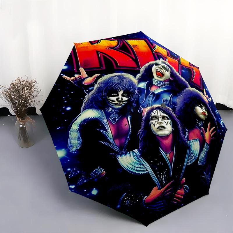 Kiss Band Cosmic Concert Automatic Umbrella - Suitable Travel Outdoor Portable Umbrella Birthday Gift Daily Essentials