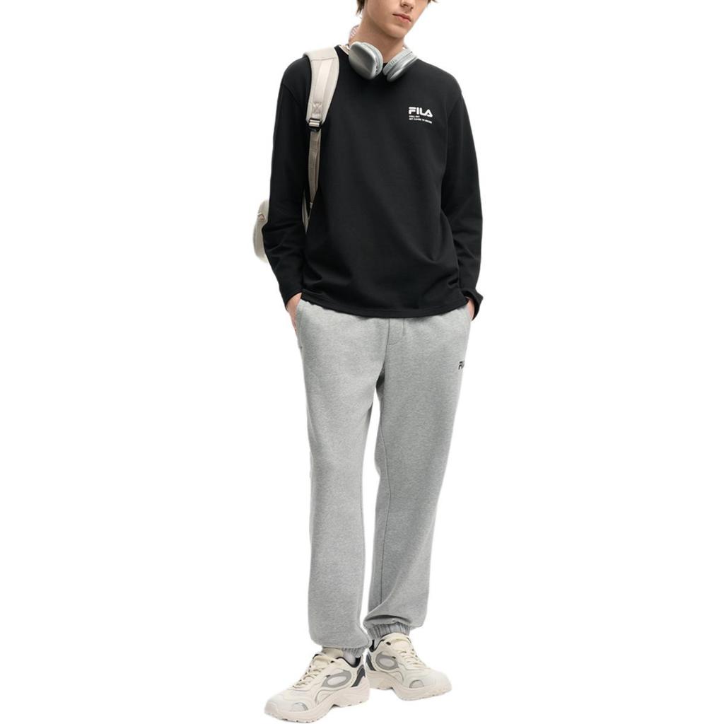 Fila Оригинальная удобная свободная повседневная футболка с длинным рукавом Мужские топы Черный F51U539213F-BK