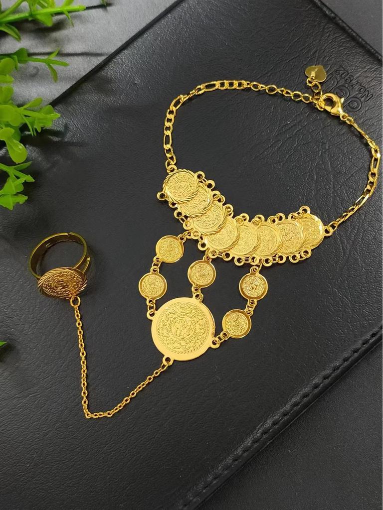 Трендовый европейско-американский браслет-цепочка на руку с кольцом для женщин